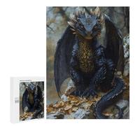 Rompecabezas para Adultos 500 PCS Rompecabezas Black Dragon Whelp Rompecabezas para Adultos Juguete Decoración De Pared Aliviador del Estrés Difícil Y Desafiante 500 PCS