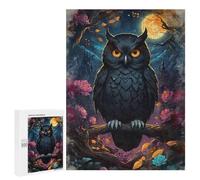 Rompecabezas para Adultos 500 PCS Rompecabezas Black Owl Under Full Moon Rompecabezas para Adultos Juguete Decoración De Pared Aliviador del Estrés Difícil Y Desafiante 500 PCS