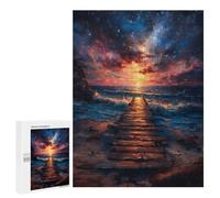 Rompecabezas para Adultos 500 PCS Rompecabezas Coastal Pier Sunset Rompecabezas para Adultos Juguete Decoración De Pared Aliviador del Estrés Difícil Y Desafiante 500 PCS