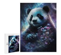 Rompecabezas para Adultos 500 PCS Rompecabezas Cosmic Panda with Flowers-1 Rompecabezas Juegos Familiares Mejora La Memoria Cumpleaños Y Navidad 500 PCS