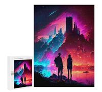 Rompecabezas para Adultos 500 PCS Rompecabezas Couple Watch The City Burn Rompecabezas para Adultos Juguete Decoración De Pared Aliviador del Estrés Difícil Y Desafiante 500 PCS