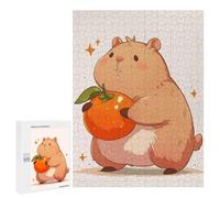 Rompecabezas para Adultos 500 PCS Rompecabezas Cute Capybara with Orange Rompecabezas para Adultos Juguete Decoración De Pared Aliviador del Estrés Difícil Y Desafiante 500 PCS