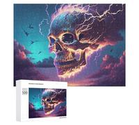 Rompecabezas para Adultos 500 PCS Rompecabezas Electric Skull Sky Artwork Juego De Ingenio con Rompecabezas, Divertido Y Humorístico, 500 PCS