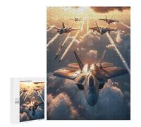 Rompecabezas para Adultos 500 PCS Rompecabezas F-22 Raptor Jet Fighter Rompecabezas para Adultos Juguete Decoración De Pared Aliviador del Estrés Difícil Y Desafiante 500 PCS