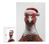 Rompecabezas para Adultos 500 PCS Rompecabezas Festive Pheasant with Santa Hat Rompecabezas para Adultos Juguete Decoración De Pared Aliviador del Estrés Difícil Y Desafiante 500 PCS