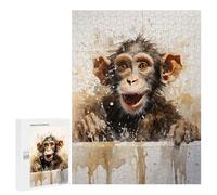 Rompecabezas para Adultos 500 PCS Rompecabezas Funny Monkey in The Bath Rompecabezas para Adultos Juguetes Antiestrés Análisis Y Lógica Cumpleaños 500 PCS