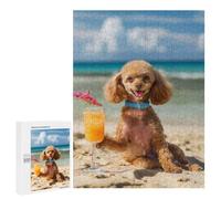 Rompecabezas para Adultos 500 PCS Rompecabezas Funny Poodle Cocktail Sun Rompecabezas para Adultos Juguete Decoración De Pared Aliviador del Estrés Difícil Y Desafiante 500 PCS