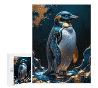 Rompecabezas para Adultos 500 PCS Rompecabezas Gold Penguin Kintsugi Art Rompecabezas para Adultos Juguete Decoración De Pared Aliviador del Estrés Difícil Y Desafiante 500 PCS