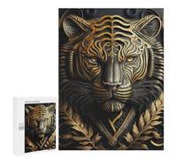 Rompecabezas para Adultos 500 PCS Rompecabezas Golden Tiger Art Deco Rompecabezas para Adultos Juguete Decoración De Pared Aliviador del Estrés Difícil Y Desafiante 500 PCS
