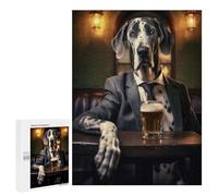 Rompecabezas para Adultos 500 PCS Rompecabezas Great Dane in The Pub Rompecabezas para Adultos Juguete Decoración De Pared Aliviador del Estrés Difícil Y Desafiante 500 PCS