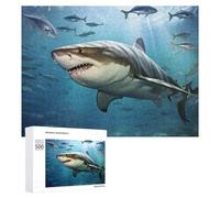 Rompecabezas para Adultos 500 PCS Rompecabezas Great White Shark in Deep Blue Waters Rompecabezas para Adultos Juego De Ingenio Análisis Y Lógica Regalos De Cumpleaños Y Únicos 500 PCS
