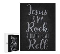 Rompecabezas para Adultos 500 PCS Rompecabezas Jesus Is My Rock, Thats How I Roll Rompecabezas Juegos Familiares Mejora La Memoria Cumpleaños Y Navidad 500 PCS