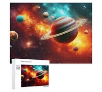 Rompecabezas para Adultos 500 PCS Rompecabezas Jupiter and Saturn in Space Rompecabezas para Adultos Juego De Ingenio Análisis Y Lógica Regalos De Cumpleaños Y Únicos 500 PCS