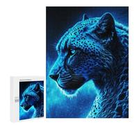 Rompecabezas para Adultos 500 PCS Rompecabezas Leopard Blue Effect Rompecabezas para Adultos Juguetes Antiestrés Análisis Y Lógica Cumpleaños 500 PCS