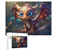 Rompecabezas para Adultos 500 PCS Rompecabezas Magical Baby Dragon in Fantasy Forest -3 Rompecabezas para Adultos Juego De Ingenio Análisis Y Lógica Regalos De Cumpleaños Y Únicos 500 PCS