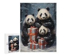 Rompecabezas para Adultos 500 PCS Rompecabezas Merry Xmas Panda Family Rompecabezas para Adultos Juguete Decoración De Pared Aliviador del Estrés Difícil Y Desafiante 500 PCS