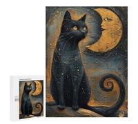 Rompecabezas para Adultos 500 PCS Rompecabezas Mystical Black Cat Art Rompecabezas para Adultos Juguete Decoración De Pared Aliviador del Estrés Difícil Y Desafiante 500 PCS