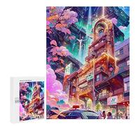 Rompecabezas para Adultos 500 PCS Rompecabezas Neon Cityscape Vibrant Future Rompecabezas para Adultos Juego De Ingenio Análisis Y Lógica Regalos De Cumpleaños Y Únicos 500 PCS