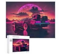 Rompecabezas para Adultos 500 PCS Rompecabezas Neon Retro Futuristic Car Landscape Rompecabezas para Adultos Juego De Ingenio Análisis Y Lógica Regalos De Cumpleaños Y Únicos 500 PCS