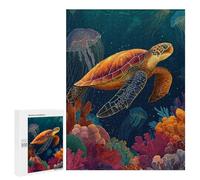 Rompecabezas para Adultos 500 PCS Rompecabezas Ocean Life Turtle & Jellyfish Rompecabezas para Adultos Actividades Familiares Difíciles Y Desafiantes 500 PCS
