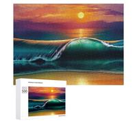 Rompecabezas para Adultos 500 PCS Rompecabezas Ocean Wave at Sunset Rompecabezas para Adultos Juego De Ingenio Análisis Y Lógica Regalos De Cumpleaños Y Únicos 500 PCS