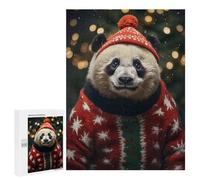 Rompecabezas para Adultos 500 PCS Rompecabezas Pandas Cozy Christmas Rompecabezas para Adultos Juguete Decoración De Pared Aliviador del Estrés Difícil Y Desafiante 500 PCS