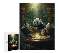 Rompecabezas para Adultos 500 PCS Rompecabezas Pandas Playing Poker in The Jungle Rompecabezas para Adultos Juego De Ingenio Análisis Y Lógica Regalos De Cumpleaños Y Únicos 500 PCS