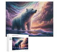 Rompecabezas para Adultos 500 PCS Rompecabezas Polar Bear Lightning Storm-7 Juego De Ingenio con Rompecabezas, Divertido Y Humorístico, 500 PCS