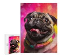 Rompecabezas para Adultos 500 PCS Rompecabezas Pug Fiesta Rompecabezas para Adultos Juguete Decoración De Pared Aliviador del Estrés Difícil Y Desafiante 500 PCS