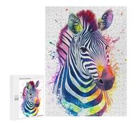 Rompecabezas para Adultos 500 PCS Rompecabezas Rainbow Zebra Watercolor Rompecabezas para Adultos Juguete Decoración De Pared Aliviador del Estrés Difícil Y Desafiante 500 PCS