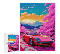 Rompecabezas para Adultos 500 PCS Rompecabezas Red Cars Pink Cherry Bloss Rompecabezas para Adultos Juguete Decoración De Pared Aliviador del Estrés Difícil Y Desafiante 500 PCS