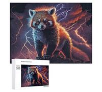 Rompecabezas para Adultos 500 PCS Rompecabezas Red Panda Lightning Storm Juego De Ingenio con Rompecabezas, Divertido Y Humorístico, 500 PCS