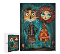 Rompecabezas para Adultos 500 PCS Rompecabezas Regal Gears Steampunk Lion Couple Rompecabezas para Adultos Juguete Decoración De Pared Aliviador del Estrés Difícil Y Desafiante 500 PCS