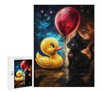 Rompecabezas para Adultos 500 PCS Rompecabezas Rubber Duck and Kitten Rompecabezas para Adultos Juguete Decoración De Pared Aliviador del Estrés Difícil Y Desafiante 500 PCS