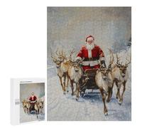 Rompecabezas para Adultos 500 PCS Rompecabezas Santa Claus Reindeer Sleigh Rompecabezas para Adultos Juguete Decoración De Pared Aliviador del Estrés Difícil Y Desafiante 500 PCS