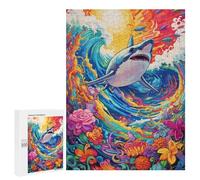 Rompecabezas para Adultos 500 PCS Rompecabezas Shark in A Rainbow Wave Rompecabezas para Adultos Juego De Ingenio Análisis Y Lógica Regalos De Cumpleaños Y Únicos 500 PCS