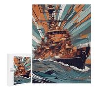 Rompecabezas para Adultos 500 PCS Rompecabezas Ship Battle Rompecabezas para Adultos Juguete Decoración De Pared Aliviador del Estrés Difícil Y Desafiante 500 PCS