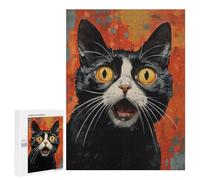 Rompecabezas para Adultos 500 PCS Rompecabezas Shocked Cat Funny Animal Rompecabezas para Adultos Juguetes Antiestrés Análisis Y Lógica Cumpleaños 500 PCS