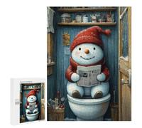 Rompecabezas para Adultos 500 PCS Rompecabezas Snowman on The Toilet Rompecabezas para Adultos Juguete Decoración De Pared Aliviador del Estrés Difícil Y Desafiante 500 PCS