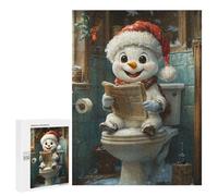 Rompecabezas para Adultos 500 PCS Rompecabezas Snowman Reading on Toilet Rompecabezas para Adultos Juguete Decoración De Pared Aliviador del Estrés Difícil Y Desafiante 500 PCS