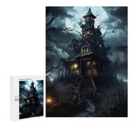 Rompecabezas para Adultos 500 PCS Rompecabezas Spooky Haunted House Scene Rompecabezas Juegos Familiares Mejora La Memoria Cumpleaños Y Navidad 500 PCS