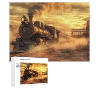 Rompecabezas para Adultos 500 PCS Rompecabezas Steam Train Desert Journey Rompecabezas para Adultos Juego De Ingenio Análisis Y Lógica Interacción Entre Padres E Hijos 500 PCS