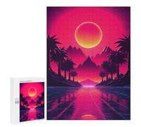 Rompecabezas para Adultos 500 PCS Rompecabezas Synthwave Sunset Tropical Rompecabezas para Adultos Juguete Decoración De Pared Aliviador del Estrés Difícil Y Desafiante 500 PCS