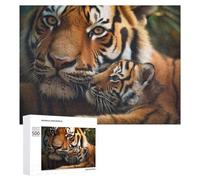 Rompecabezas para Adultos 500 PCS Rompecabezas Tiger Mother and Cub Rompecabezas para Adultos Juego De Ingenio Análisis Y Lógica Regalos De Cumpleaños Y Únicos 500 PCS