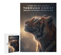 Rompecabezas para Adultos 500 PCS Rompecabezas Tiger Strength Bible Verse Motvation Inspiration Rompecabezas para Adultos Juguete Decoración De Pared Aliviador del Estrés Difícil Y Desafiante 500 PCS