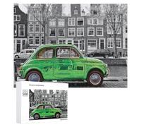 Rompecabezas para Adultos 500 PCS Rompecabezas Vintage Green Car in Amsterdam Rompecabezas para Adultos Juego De Ingenio Análisis Y Lógica Regalos De Cumpleaños Y Únicos 500 PCS