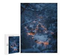 Rompecabezas para Adultos 500 PCS Rompecabezas Winter Snowy Village Night Rompecabezas para Adultos Juguete Decoración De Pared Aliviador del Estrés Difícil Y Desafiante 500 PCS