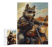 Rompecabezas para Adultos 500 PCS Rompecabezas Wolf Biker in Desert Landscape Rompecabezas para Adultos Juguete Decoración De Pared Aliviador del Estrés Difícil Y Desafiante 500 PCS