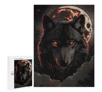 Rompecabezas para Adultos 500 PCS Rompecabezas Wolf Dark Moon Red Clouds Rompecabezas para Adultos Juguete Decoración De Pared Aliviador del Estrés Difícil Y Desafiante 500 PCS