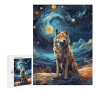 Rompecabezas para Adultos 500 PCS Rompecabezas Wolf Starry Night Rompecabezas para Adultos Juguetes Antiestrés Análisis Y Lógica Cumpleaños 500 PCS